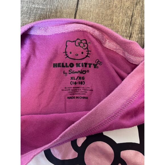 Hello Kitty Girls Long Sleeve Shirt Pink Graphic Tee Size XL 16-18 Sanrio - Picture 2 of 3